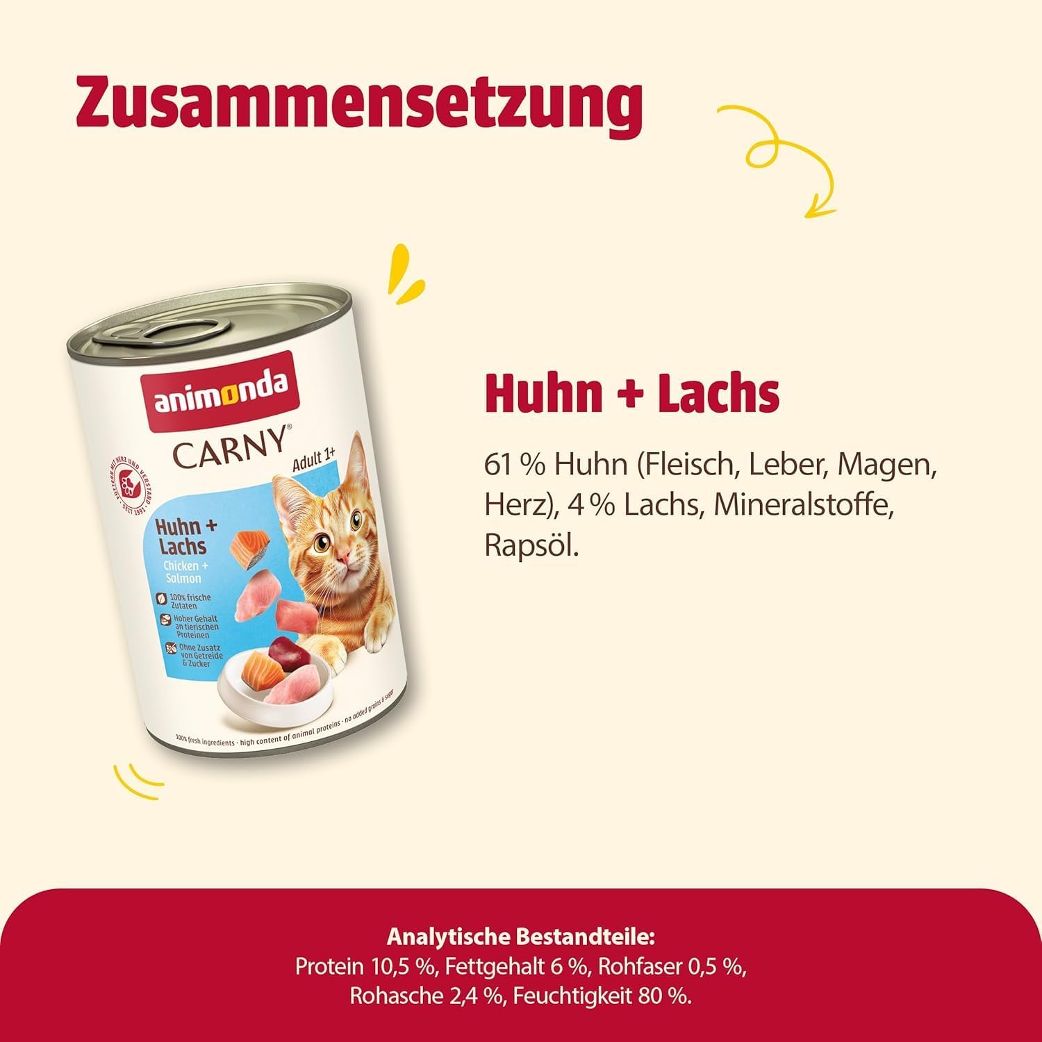 Detalle de animonda Carny Adult Nassfutter Huhn + Lachs – 6 x 400 g