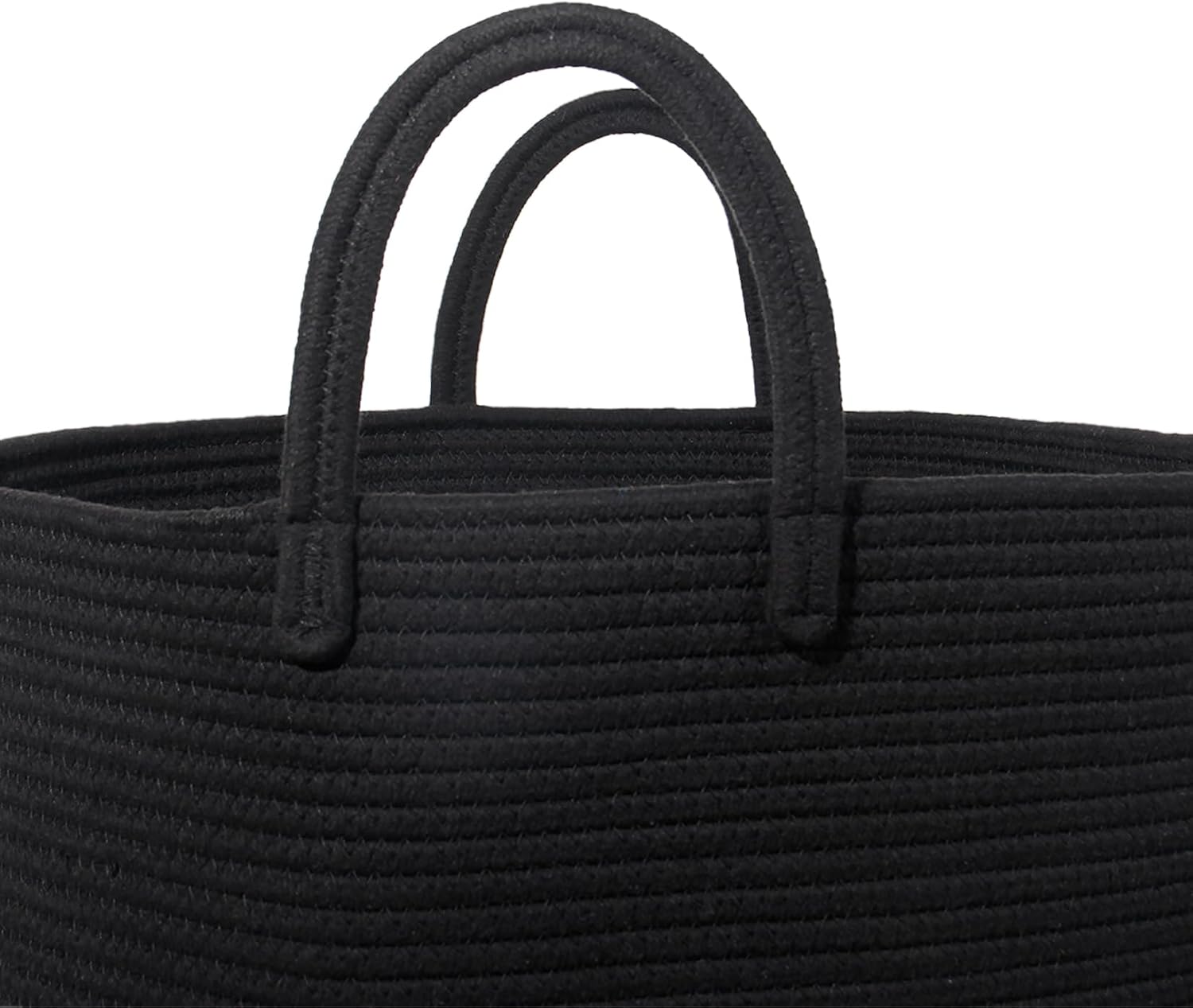 Thumbnail 5 de SYLANDO Wäschekorb mit Henkel – geflochtene Aufbewahrungsbox für Spielzeug & Wäsche (Schwarz, D 38 x H 50 cm)