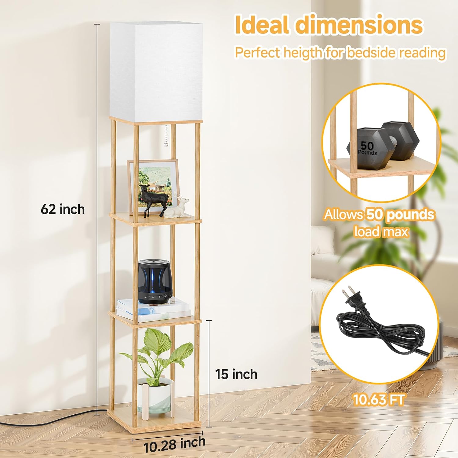 Thumbnail 6 de SHINE HAI Floor Lamp with Shelves