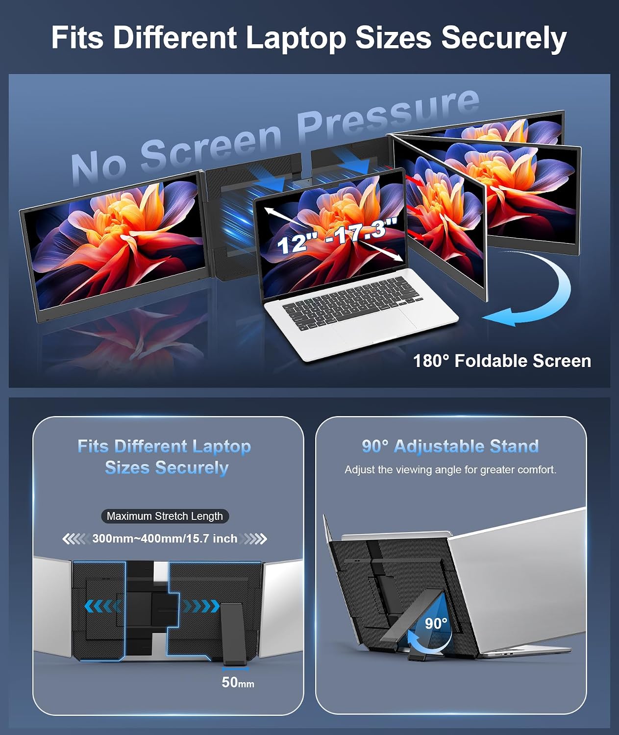 Thumbnail 6 de Rizpak 15.6" FHD IPS Laptop Screen Extender, Freestanding, Fits 12"–17.3" Laptops