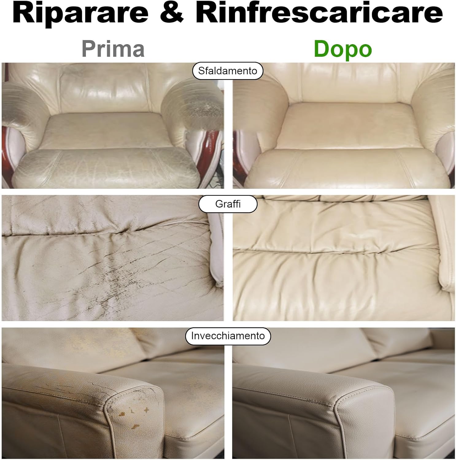 Thumbnail 2 de Kit riparazione pelle Cenozo 250 g beige: smacchiatore, stucco e tintura per sedili auto, divani e accessori