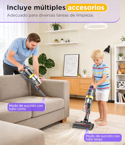 Detalle 1 de Muvano aspiradora escoba sin cable, 45 kPa, hasta 60 min y cepillo antienredos