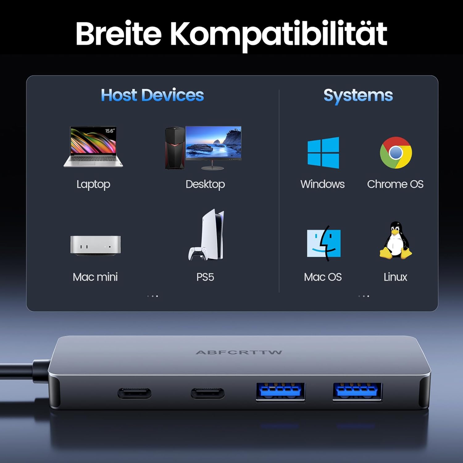 Thumbnail 5 de ABFCRTTW USB C Hub 4-Port: 10 Gbit/s Daten-Splitter für Desktop-Setups