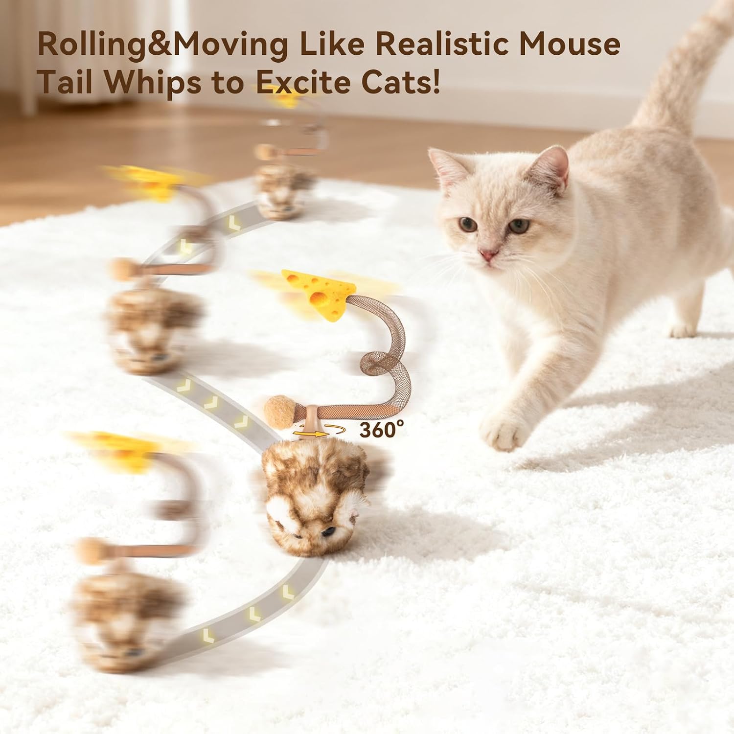 Detalle 2 de Migipaws Migimouse 360° rolling interactive cat toy 🐱