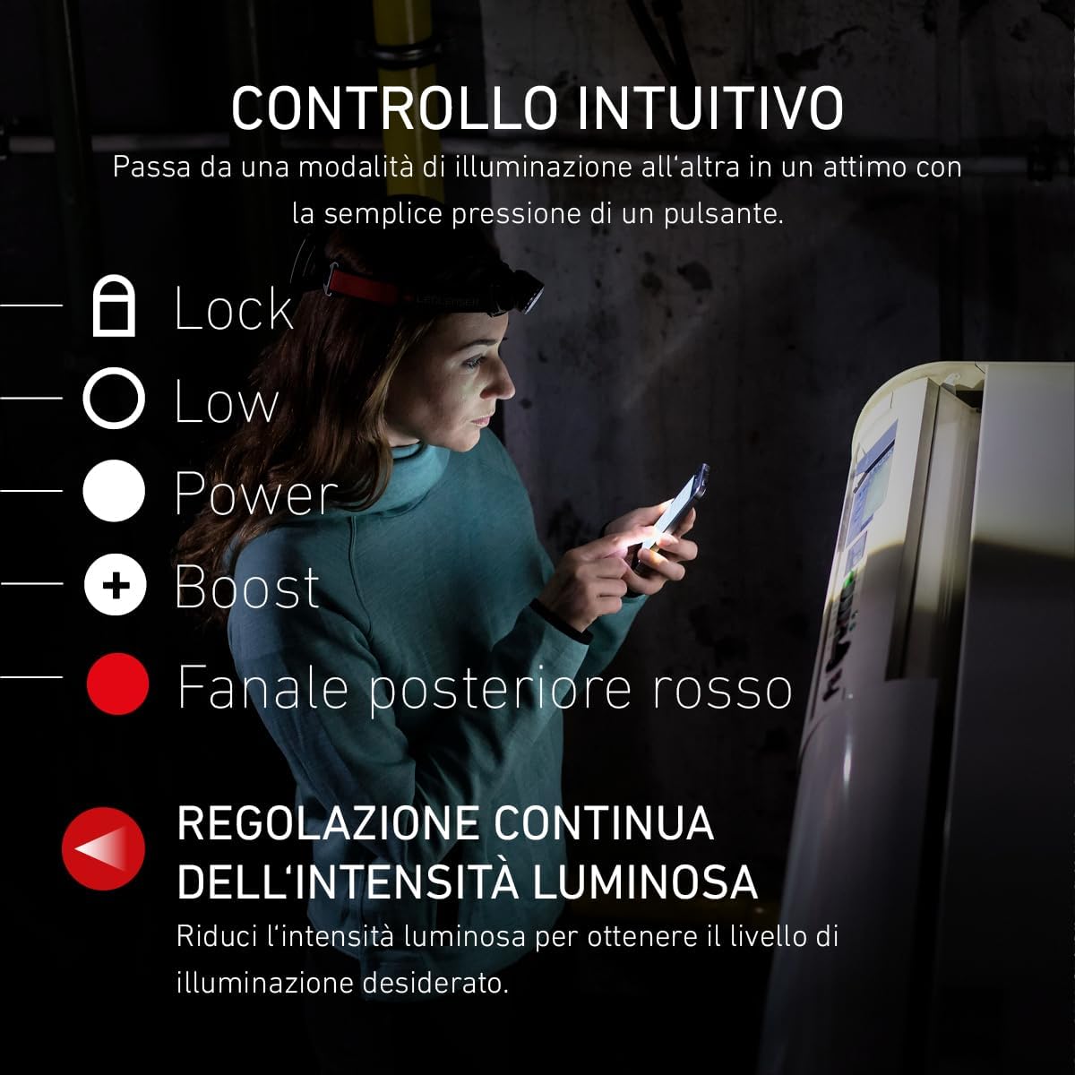 Detalle de Ledlenser H7R.2 – Frontale LED ricaricabile con doppia alimentazione e regolazione continua della luce
