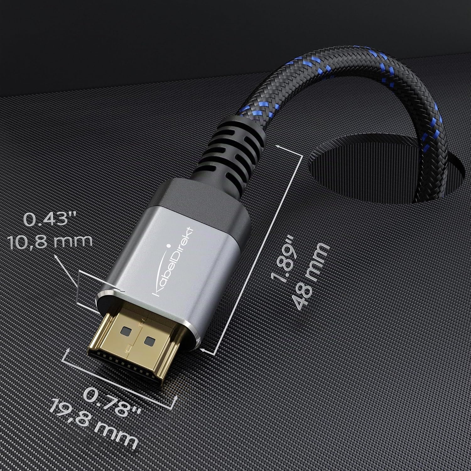Detalle de KabelDirekt HDMI-Kabel 4K & 8K, 4 m – In Deutschland entwickelt, bruchfestes Nylon & Metallstecker