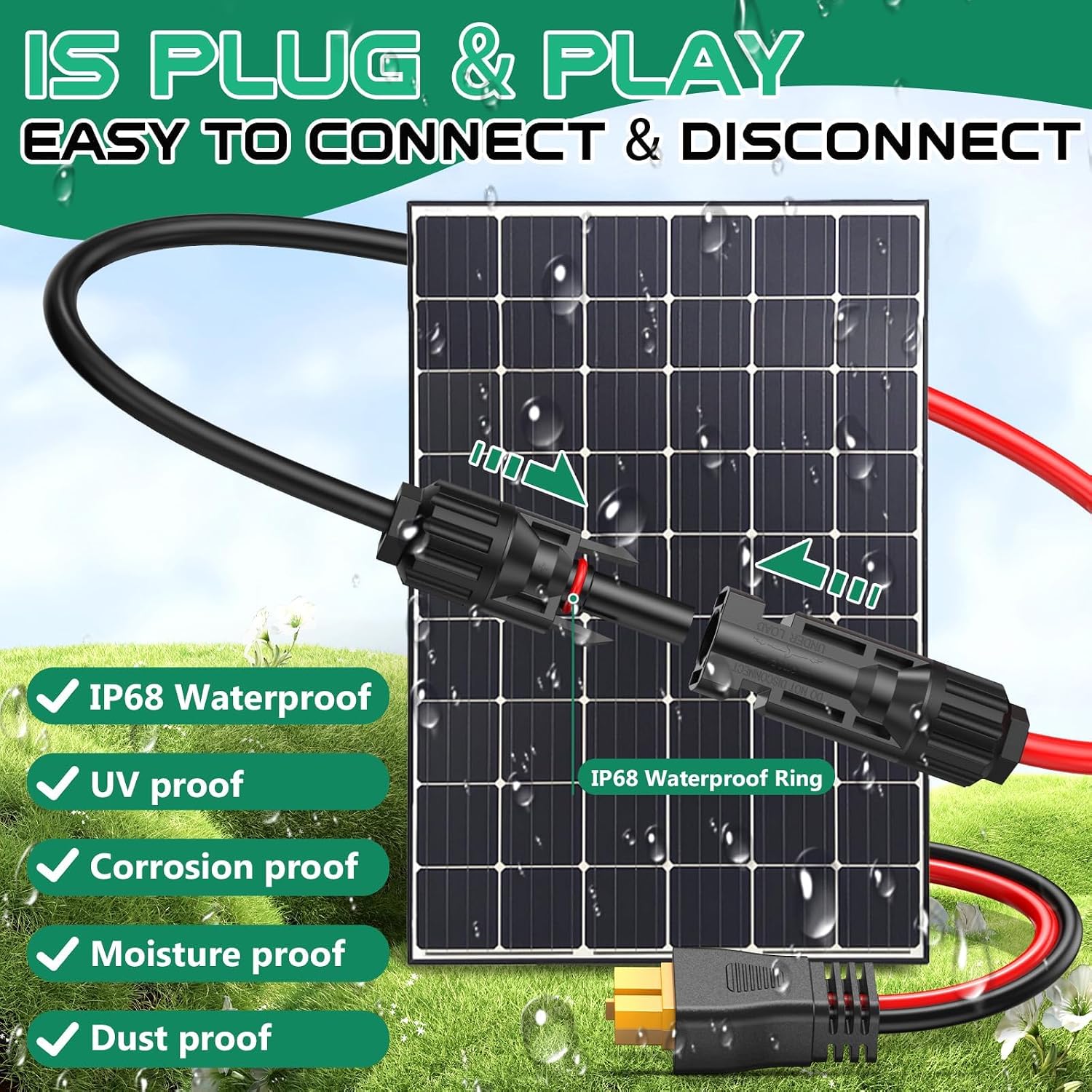 Detalle 1 de Hiutgowt XT60 solar extension cable 10AWG
