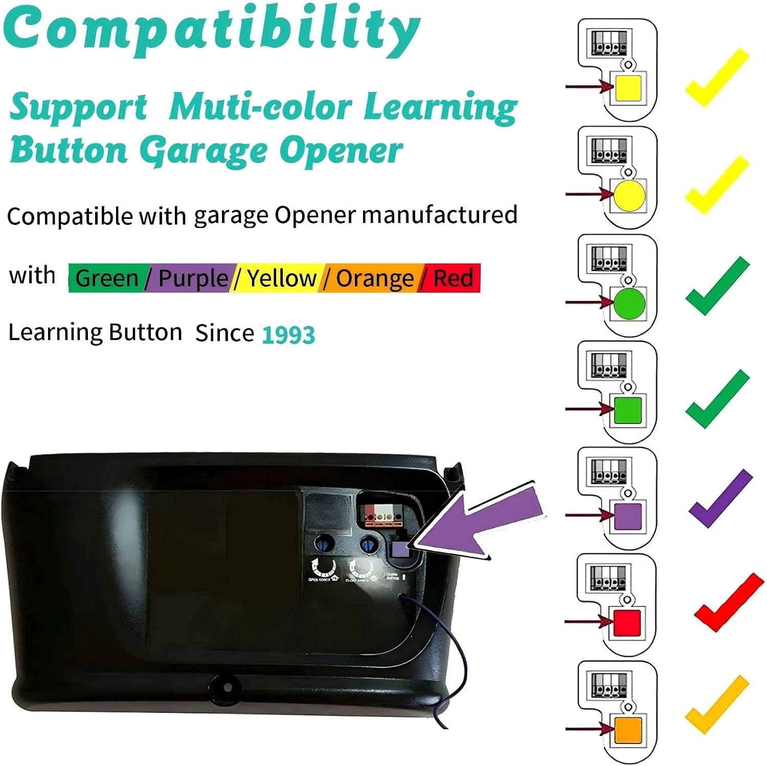 Thumbnail 2 de datonten RQBK9 Universal Garage Door Remote, 4-Button Keychain, 2-Pack