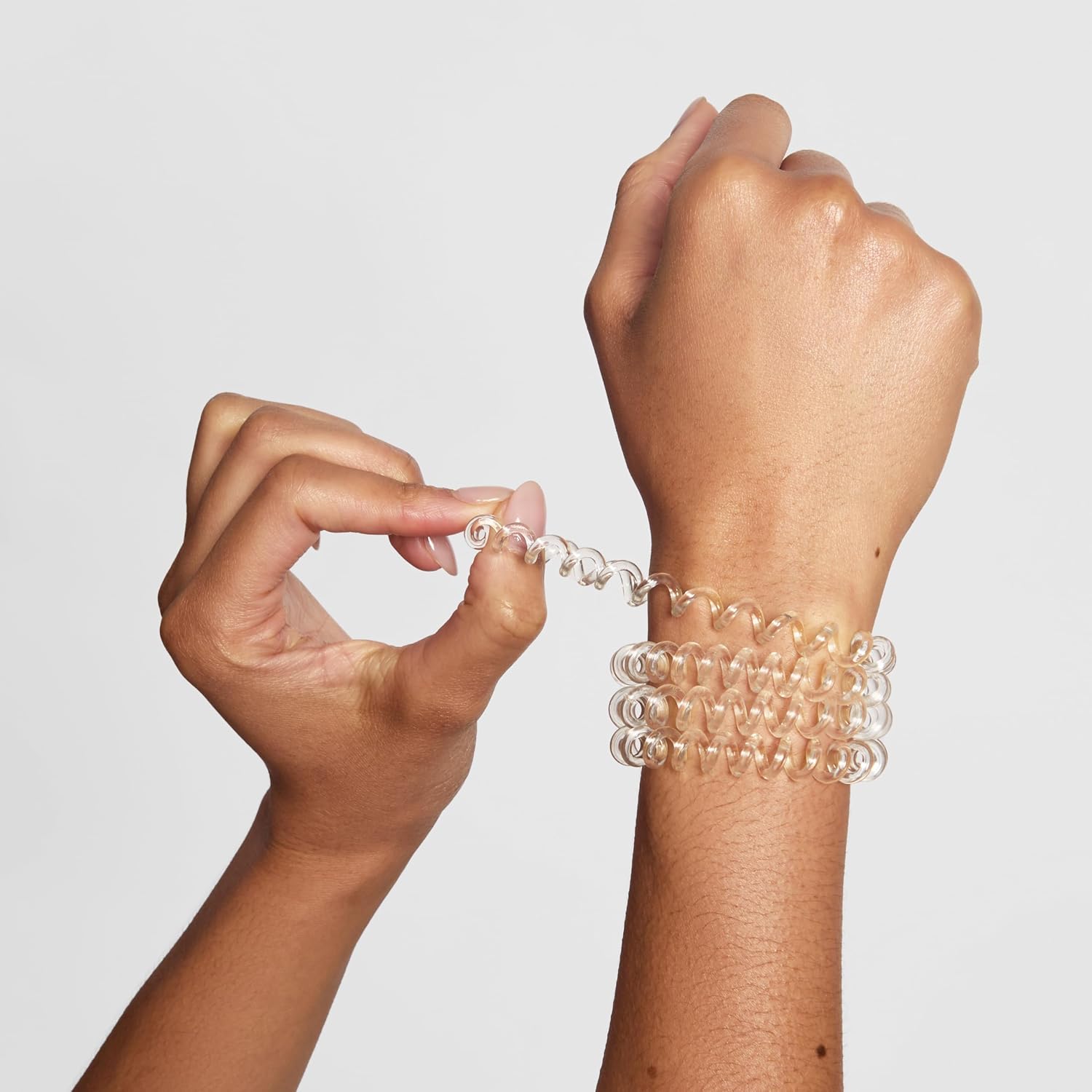 Detalle 2 de Kitsch Spiral-Haargummis für Damen (transparent, 8 Stück) – für dickes Haar & Spiralen für dünnes Haar