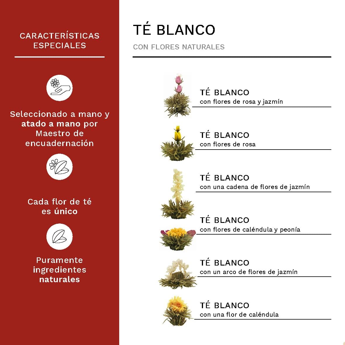 Detalle de Té Flowers Mix 🌸 Set Regalo con Flores de Madera en Lata