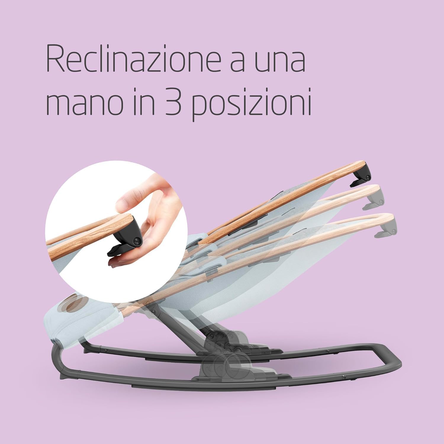 Thumbnail 3 de Maxi-Cosi Kori Sdraietta neonati 0-6 mesi in tessuto Essential Grey, pieghevole e reclinabile 3 posizioni