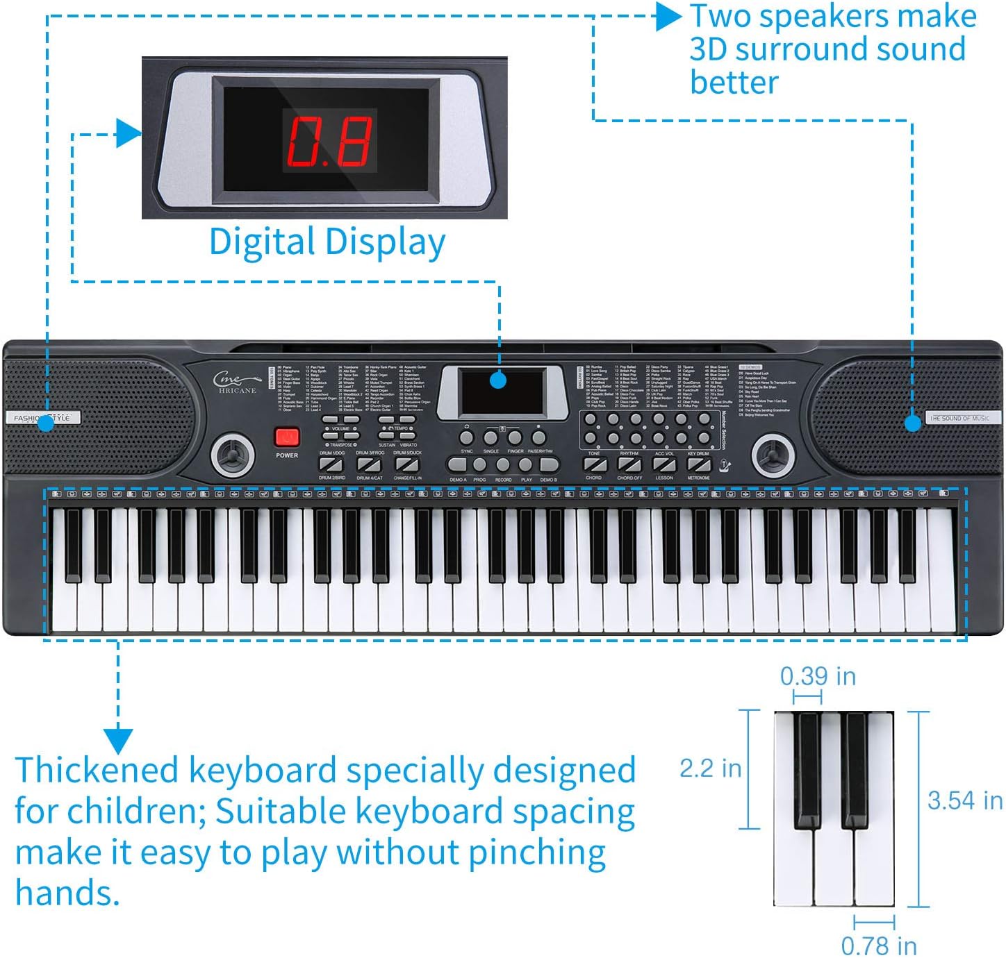 Detalle 2 de Hricane Teclado 61 teclas para niños