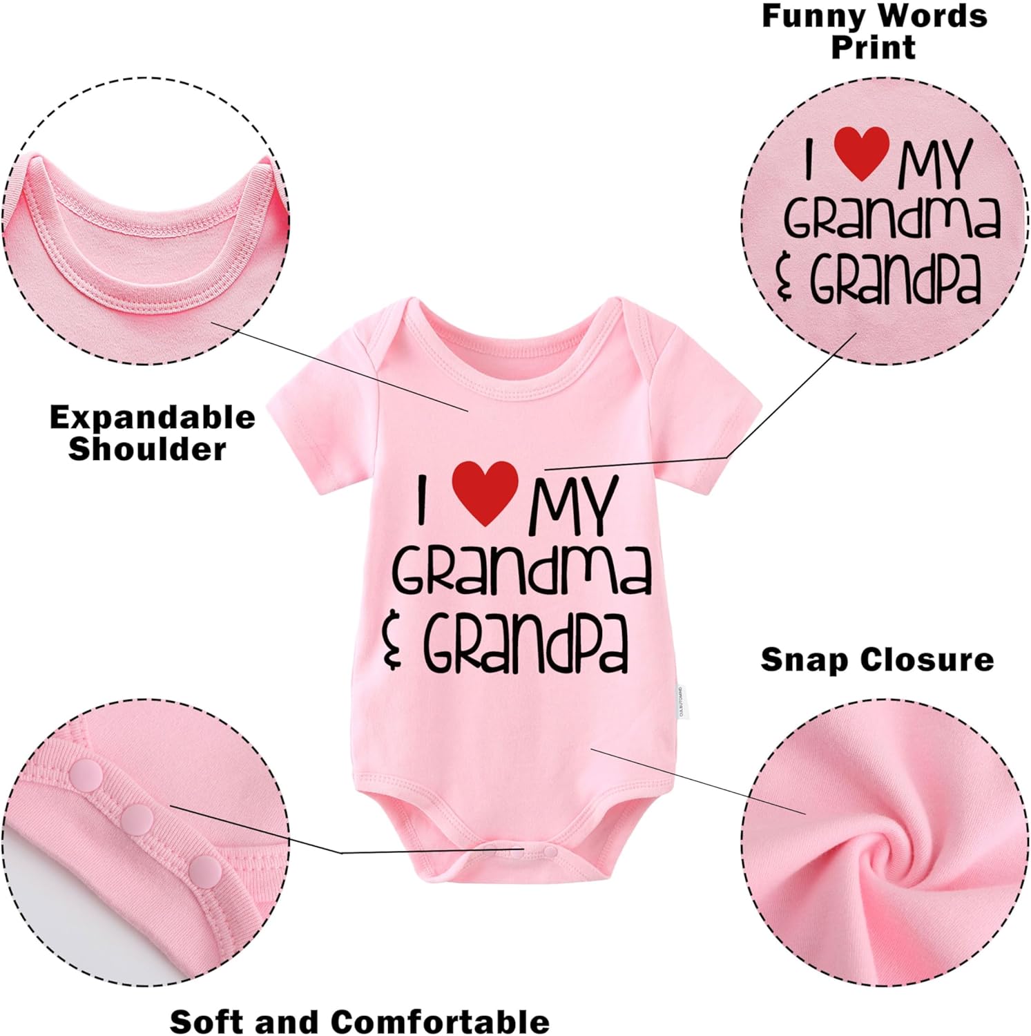 Thumbnail 1 de Baby Strampler-Body (2er-Set) „I Love My Grandma Grandpa“ von culbutomind – kurzarm, aus 100% Baumwolle