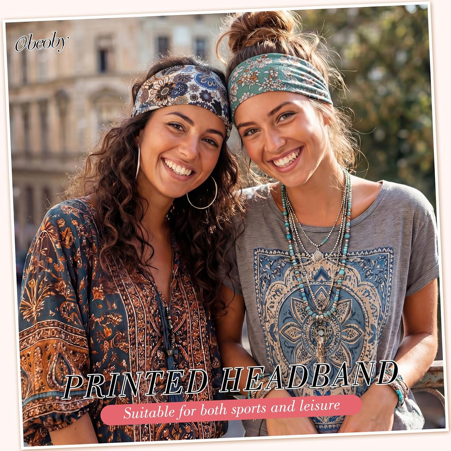 Detalle de obeoby 8-Pack Boho Knotted Headbands for Women (Non-Slip, Adjustable)