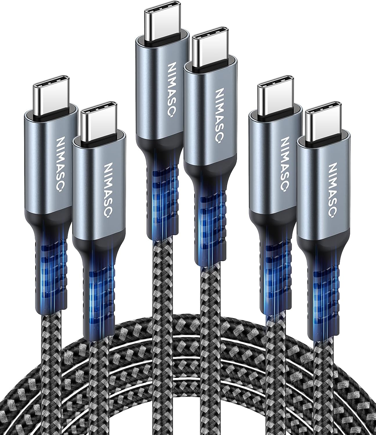Detalle de Nimaso USB C auf USB C Kabel 1M Packung (3 Stück) – PD 60W Schnellladen & Datenübertragung