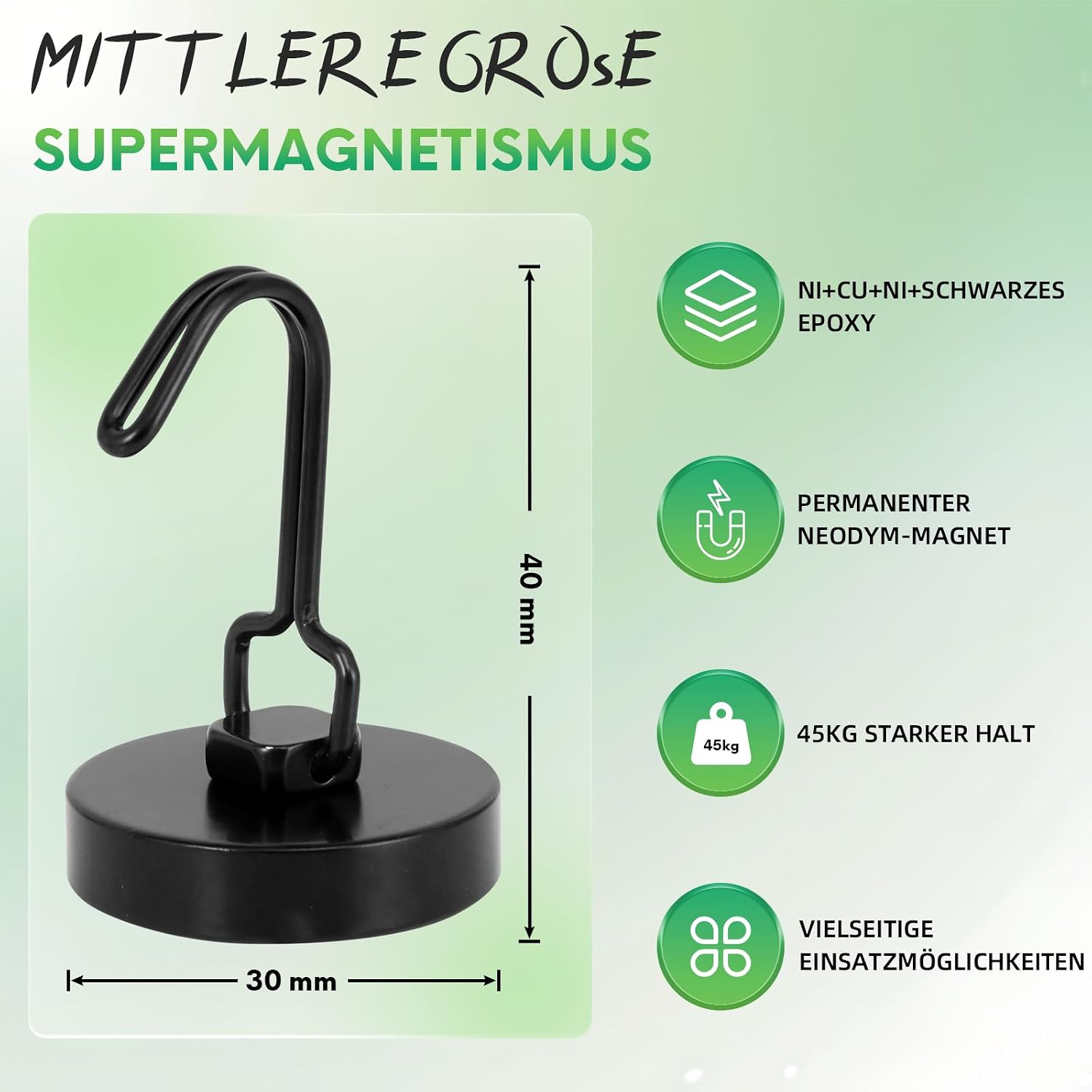 Detalle 2 de Neosmuk Swing Magnethaken 40 kg Schwarz