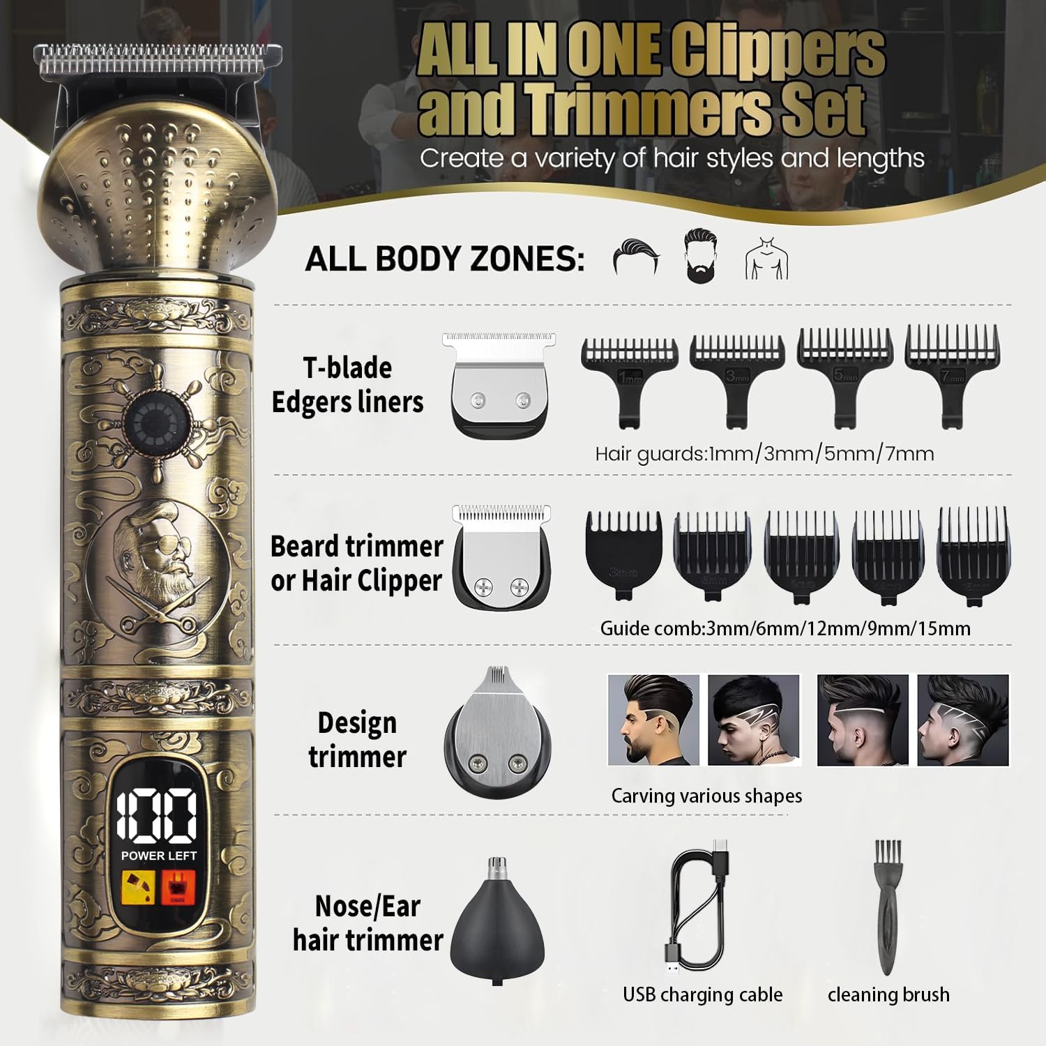 Detalle 2 de NuvaConx Haarschneidemaschine 4in1 Haarschneider ✂