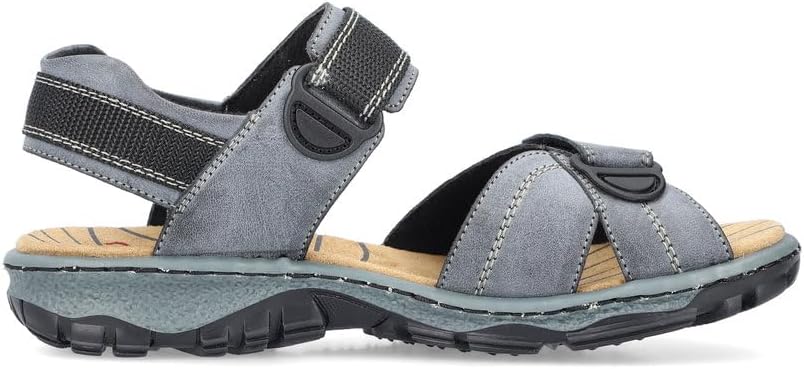 Detalle de Rieker Damen Klassische Sandalen 68851 – schmeichelnd schmale Passform mit Klettverschluss