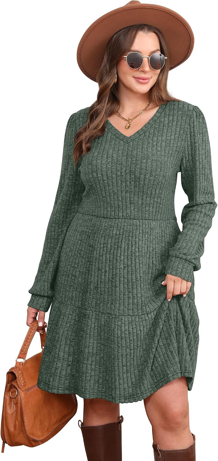 Detalle 1 de Sampeel Women's Sweater Dress, V-Neck