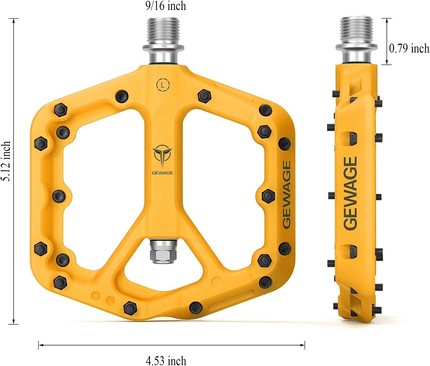 Thumbnail 3 de GEWAGE Pédales VTT plates antidérapantes 9/16" en nylon composite et acier CR-MO