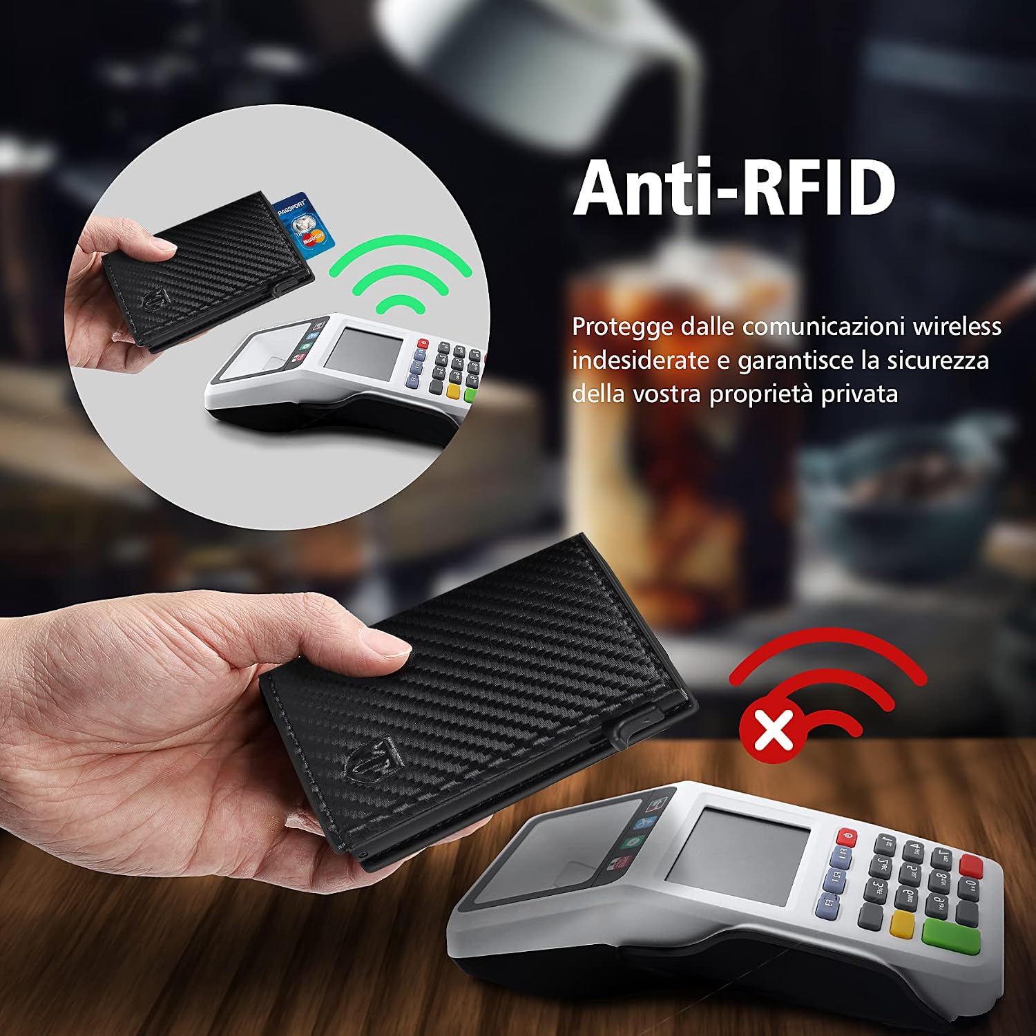 Detalle de TEEHON Porta Carte di Credito da Uomo e Donna | Portafoglio Slim RFID con ZIP e Chiusura Magnetica
