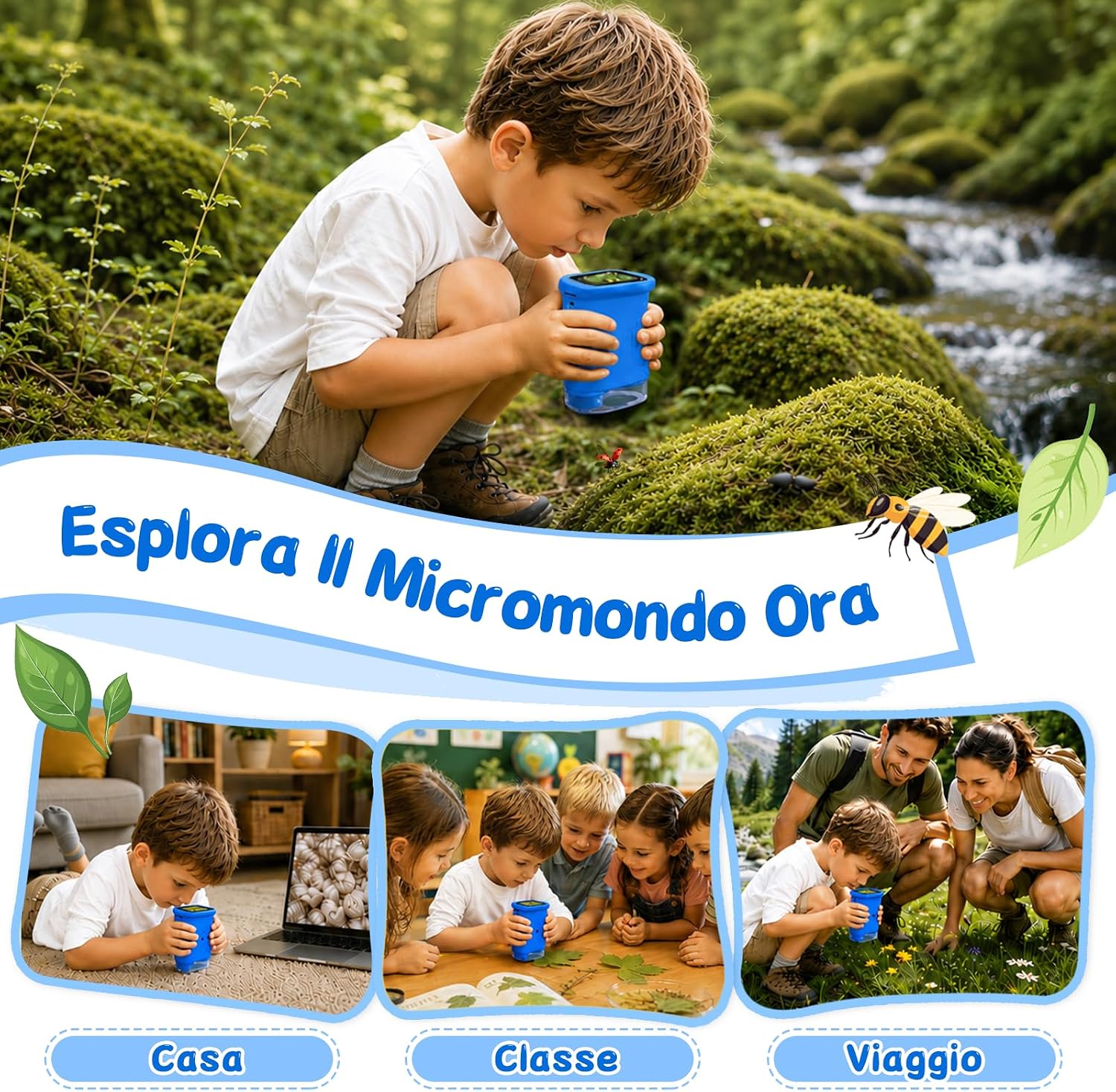 Thumbnail 5 de ASPOVEN Microscopio Digitale Bambini 1000X con Schermo IPS da 2": esplorazioni scientifiche a portata di mano