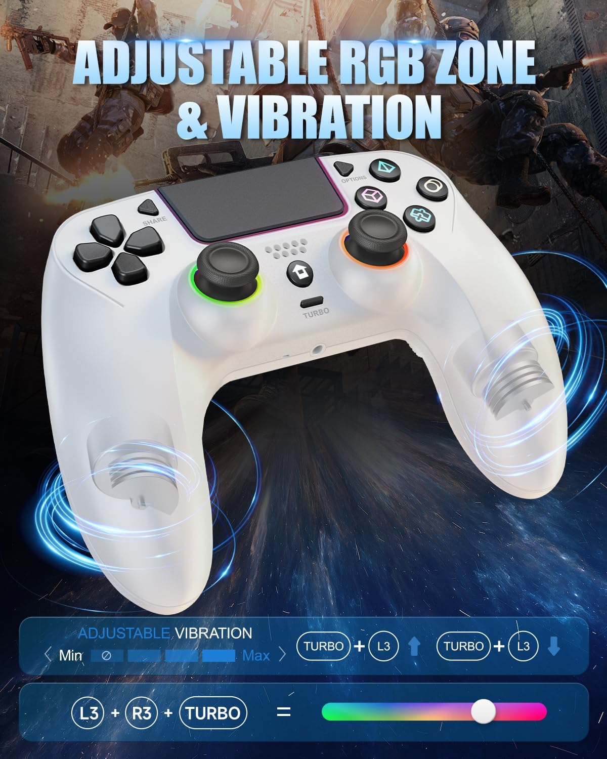 Thumbnail 6 de GUOC LED Wireless Controller for PS5 with Hall Effect Joystick, Back Macro Buttons, Dual Vibration, and RGB Lighting