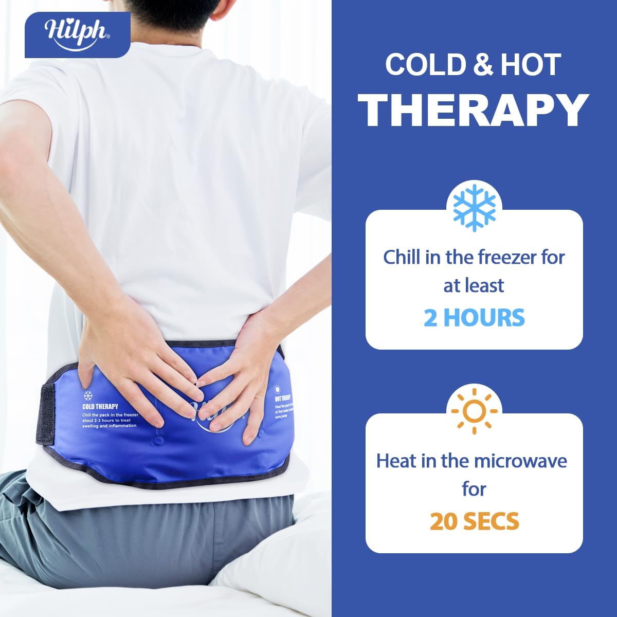 Thumbnail 6 de Hilph Ice Pack for Back Pain Relief – reusable lower back gel wrap hot & cold compression therapy (blue)