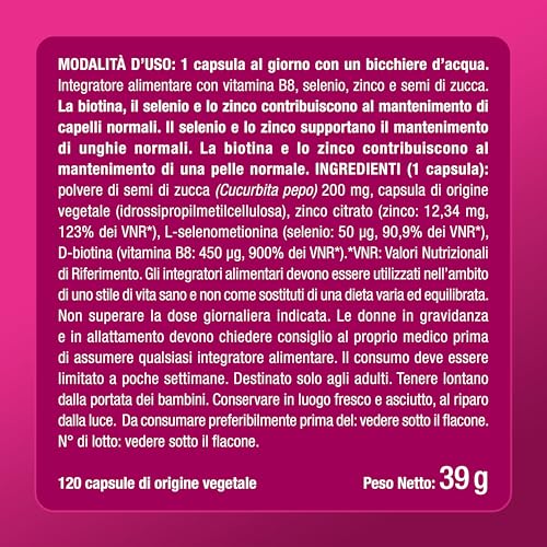 Thumbnail 7 de Biotina Capelli 450 µg | Nutrimea – 120 Capsule, 4 Mesi di Scorta