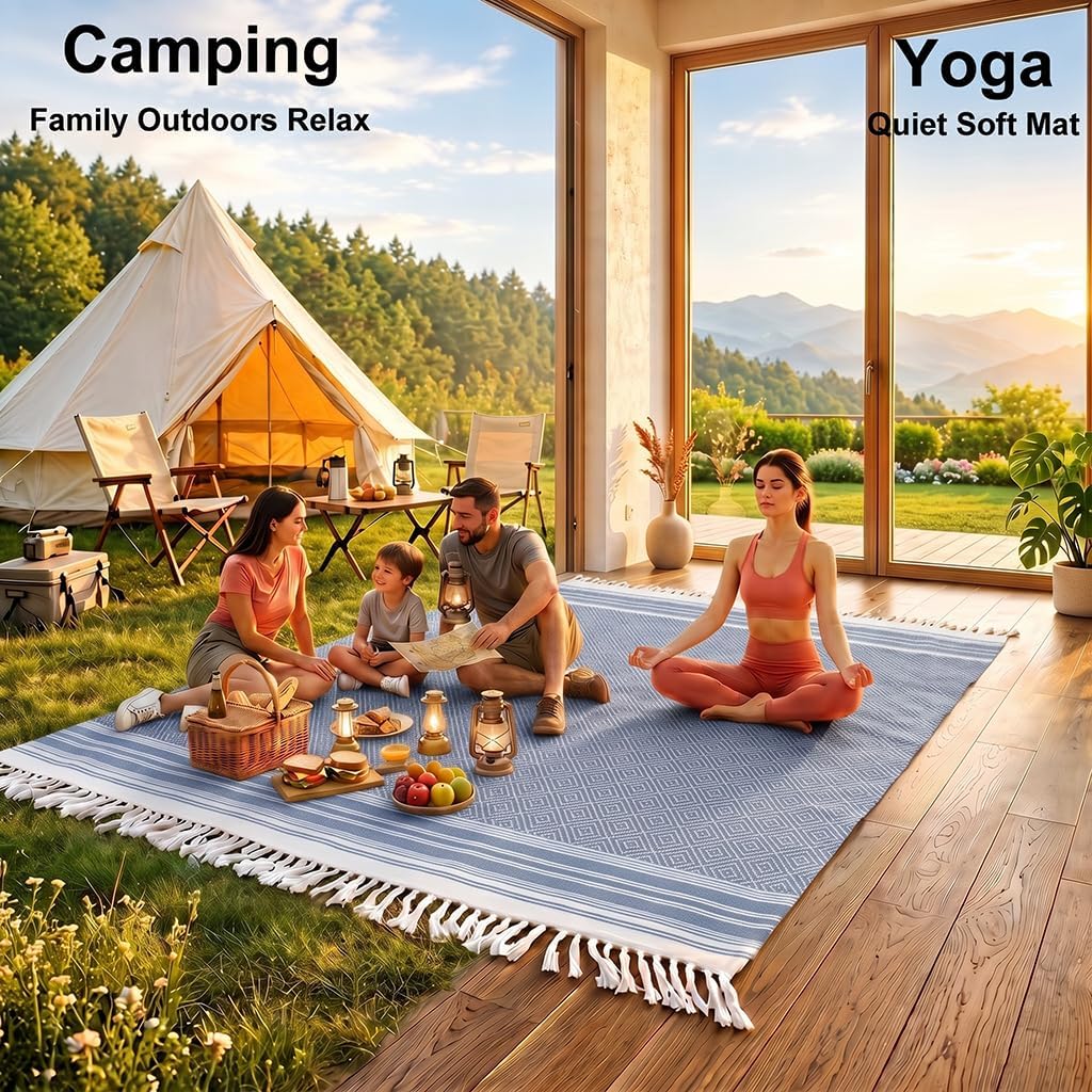 Thumbnail 5 de Yongoes Oversized Turkish Beach Towel Blanket (82 x 88 in) Cotton-Poly Blend Sandproof Throw for Adults