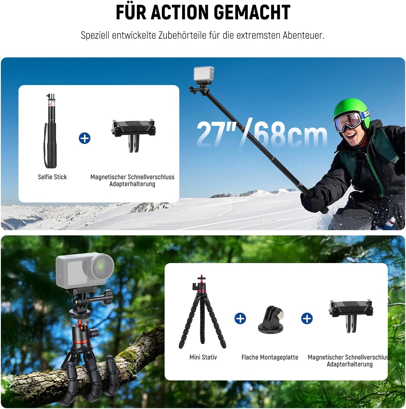 Detalle 2 de NEEWER „35 in 1“ Action Kamera Pro Zubehör-Set (GP-51) für DJI Osmo Action und GoPro