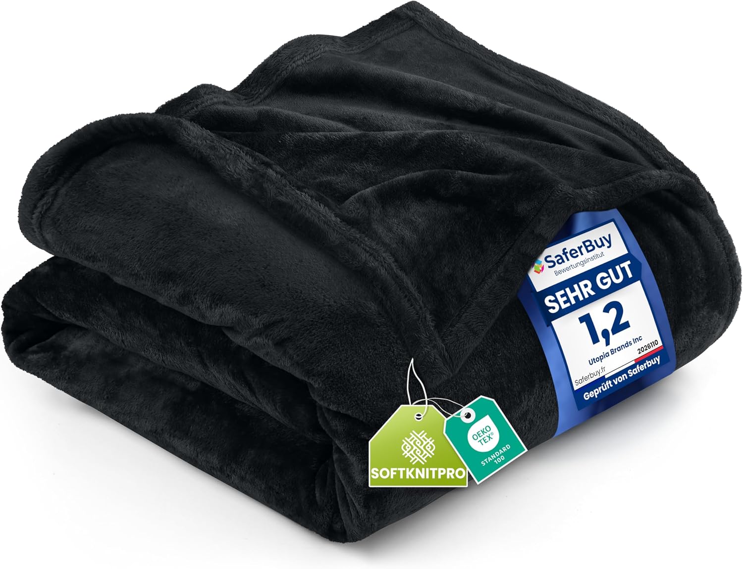 Detalle de Utopia Bedding Kuscheldecke 228x228 Schwarz