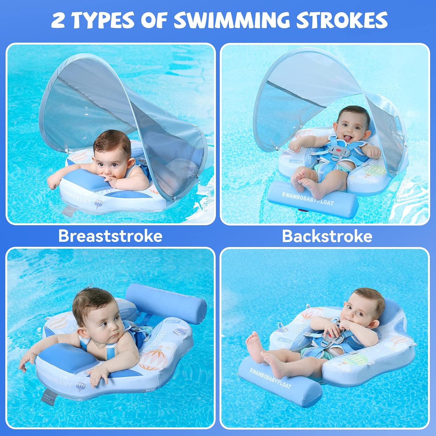 Thumbnail 5 de GENTEACO Mambobaby baby swim float with canopy (non-inflatable) for 3–24 months