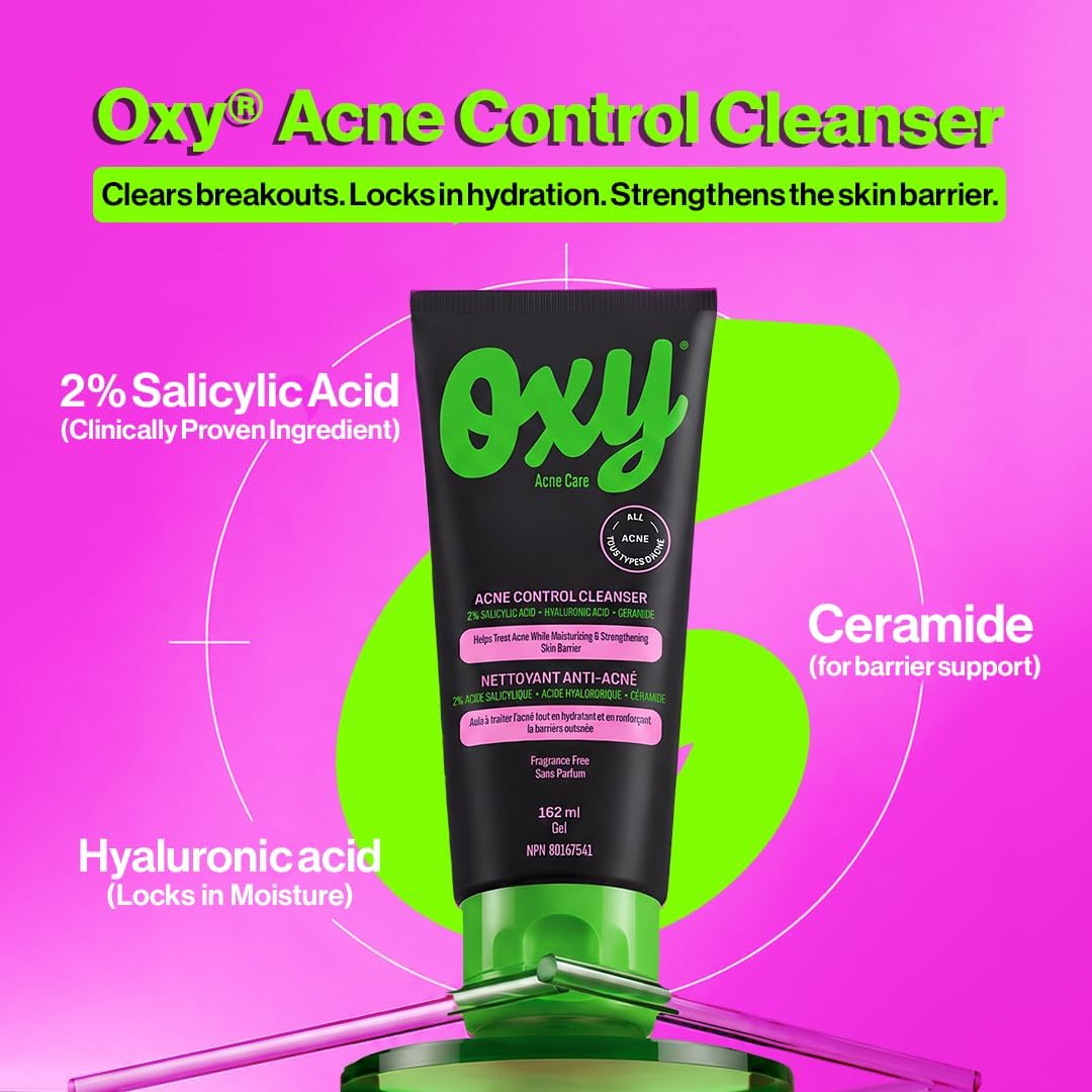Detalle 1 de OXY Acne Control Cleanser 162 mL with 2% Salicylic Acid, Hyaluronic Acid & Ceramide