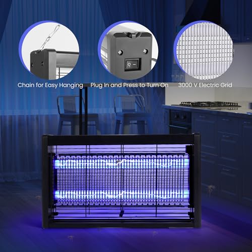 Thumbnail 4 de TTANMILY lámpara eléctrica antimosquitos y matamoscas de 20 W (365 nm) para interiores y jardines