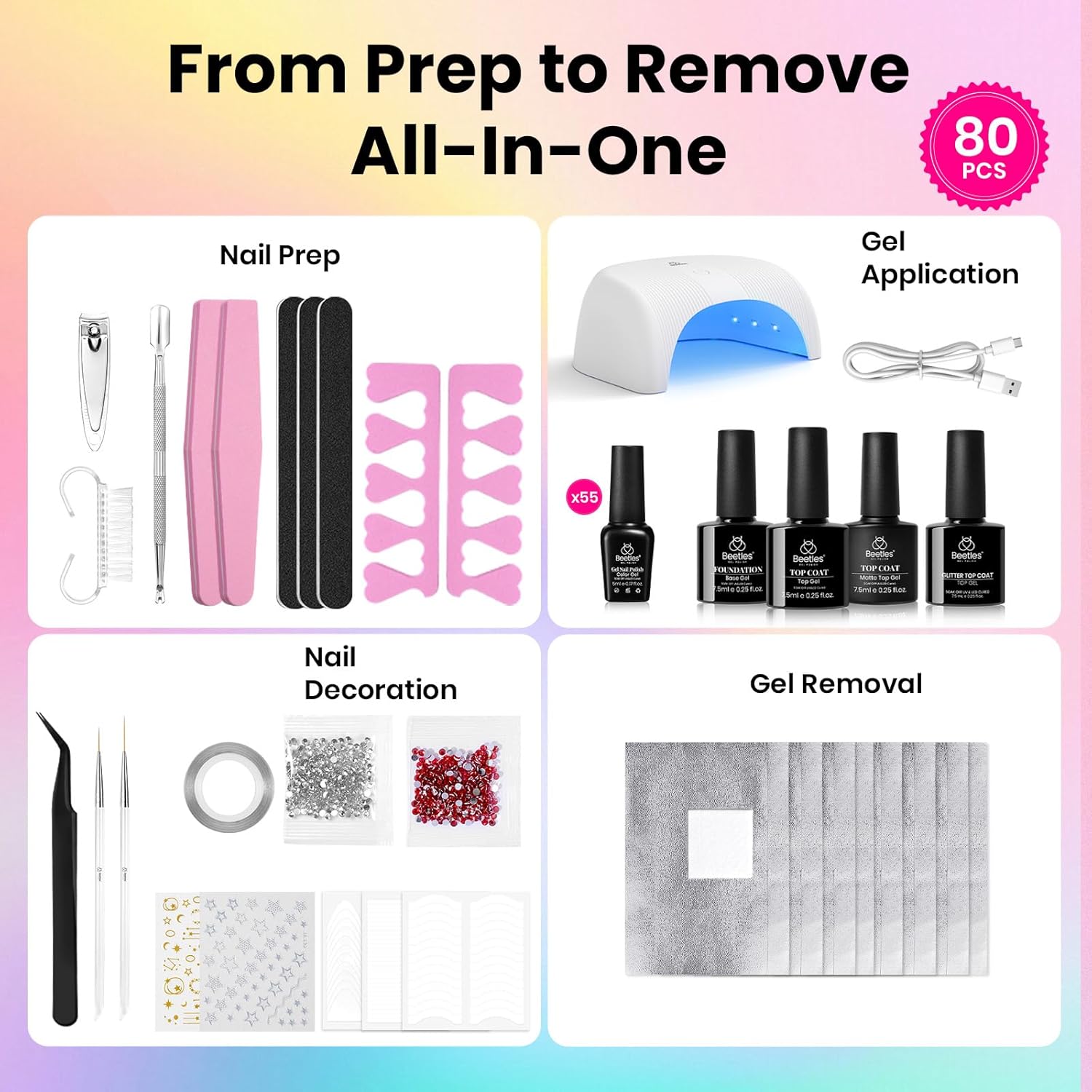 Detalle 2 de Beetles Gel Nail Kit 80pcs ๐
