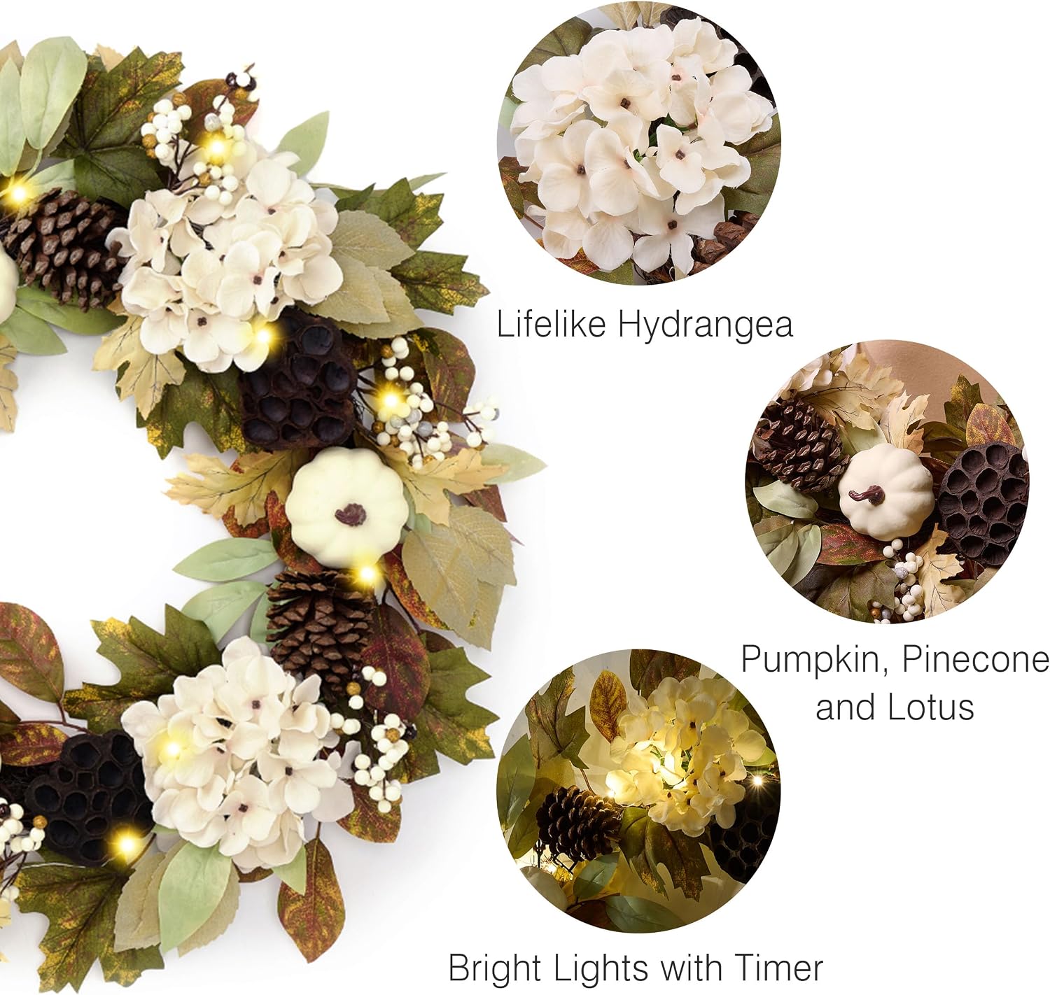 Detalle de DecorbyHannah Fall Wreath, 24-Inch