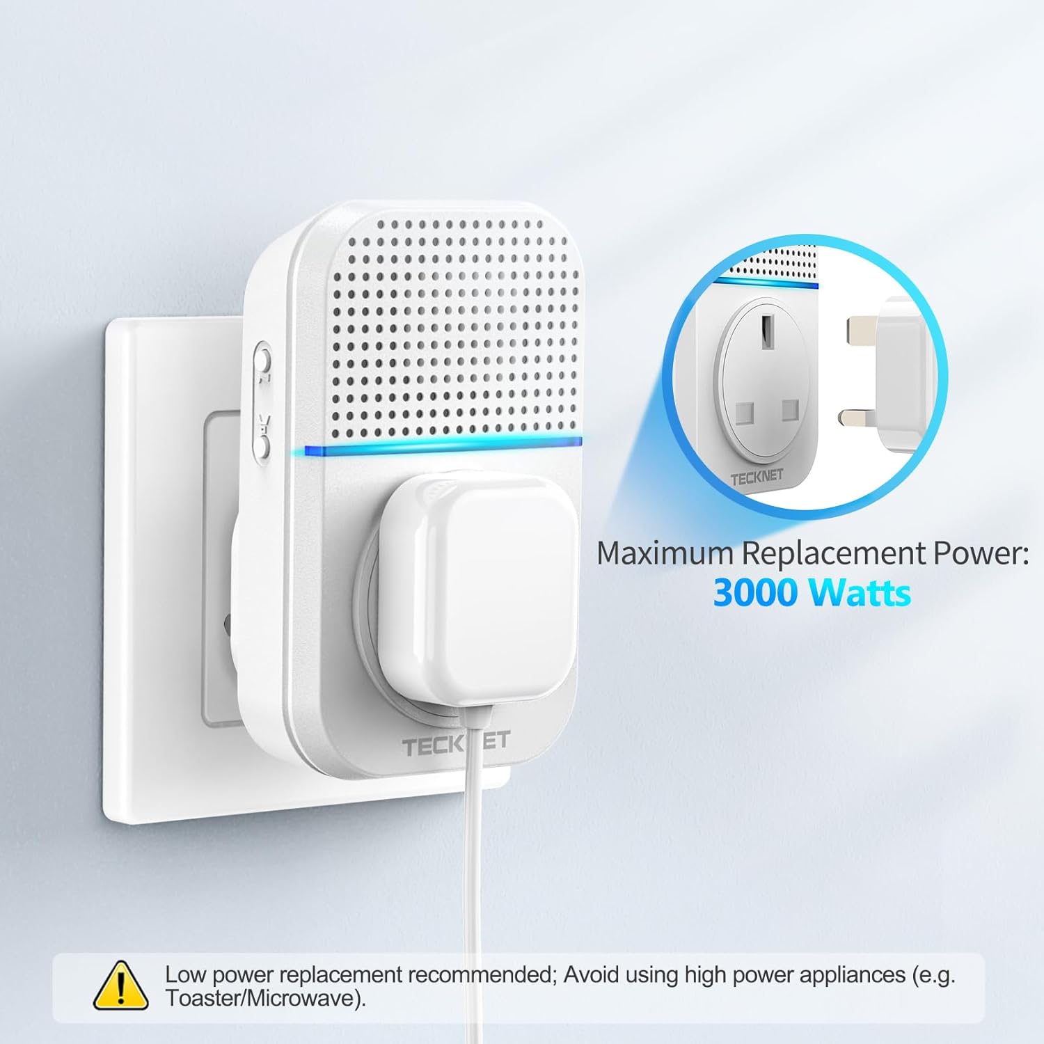 Detalle 2 de TECKNET Self-Powered Doorbell 3‑receiver 🔔