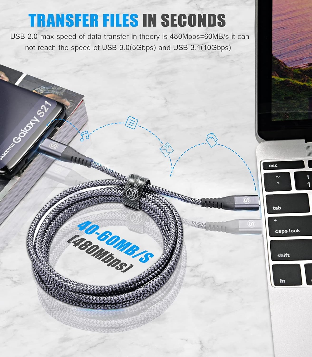 Detalle 2 de AviBrex 2m 60W USB‑C to USB‑C cable