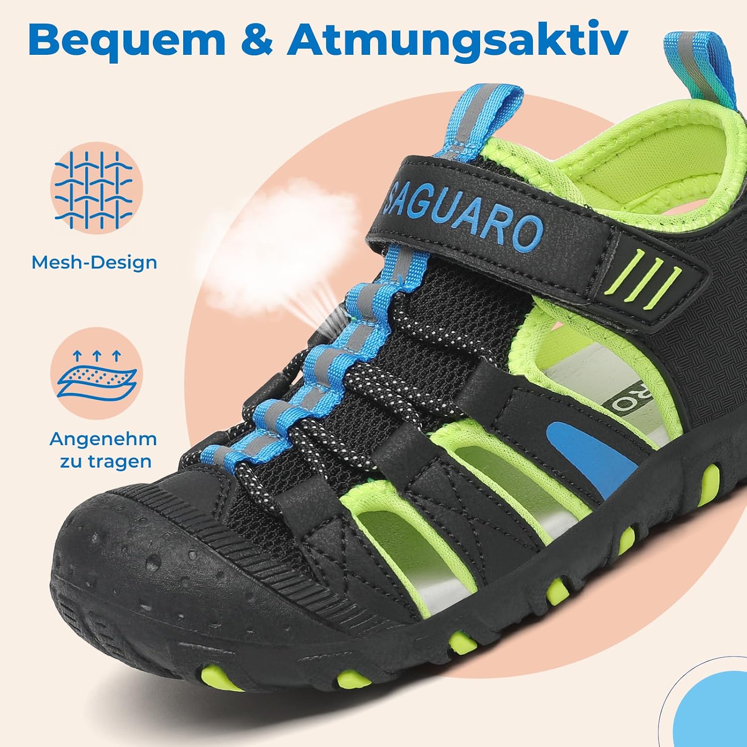 Detalle 2 de SAGUARO Sandalen Jungen Geschlossene Trekkingsandalen – sicher, atmungsaktiv und leicht