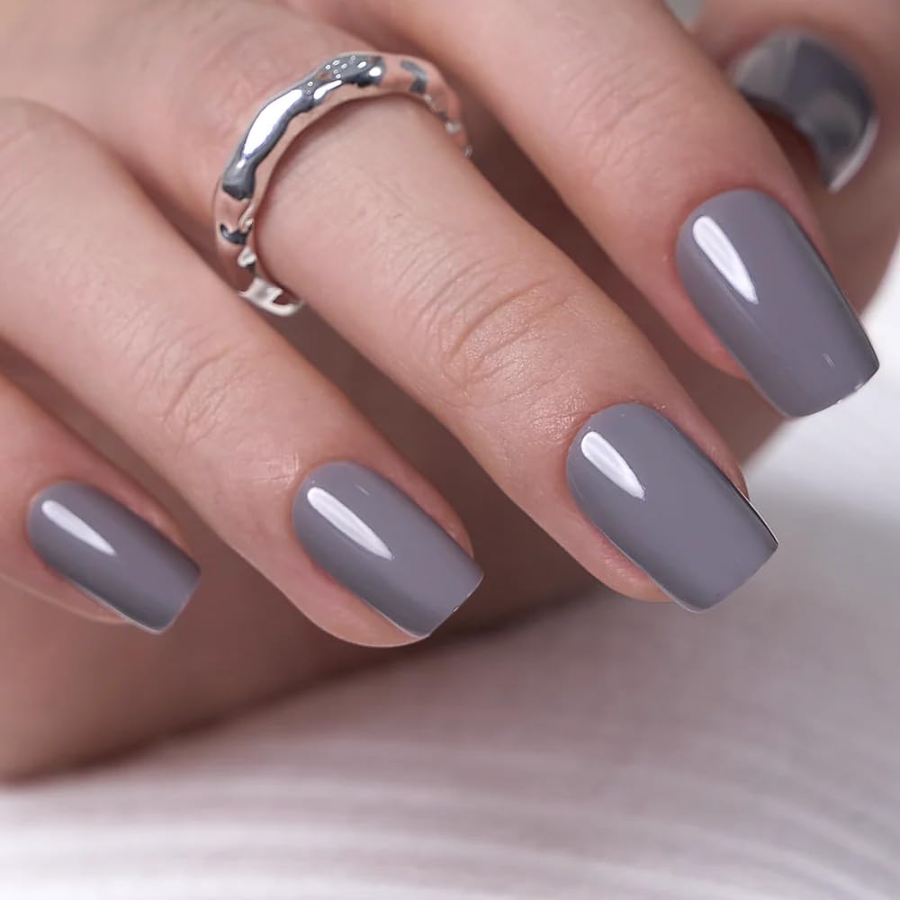 Thumbnail 5 de Curvlife Gray Star Point Press-On Nails – 30-Piece Reusable Kit with Glue, Tabs, File, and Prep Pads