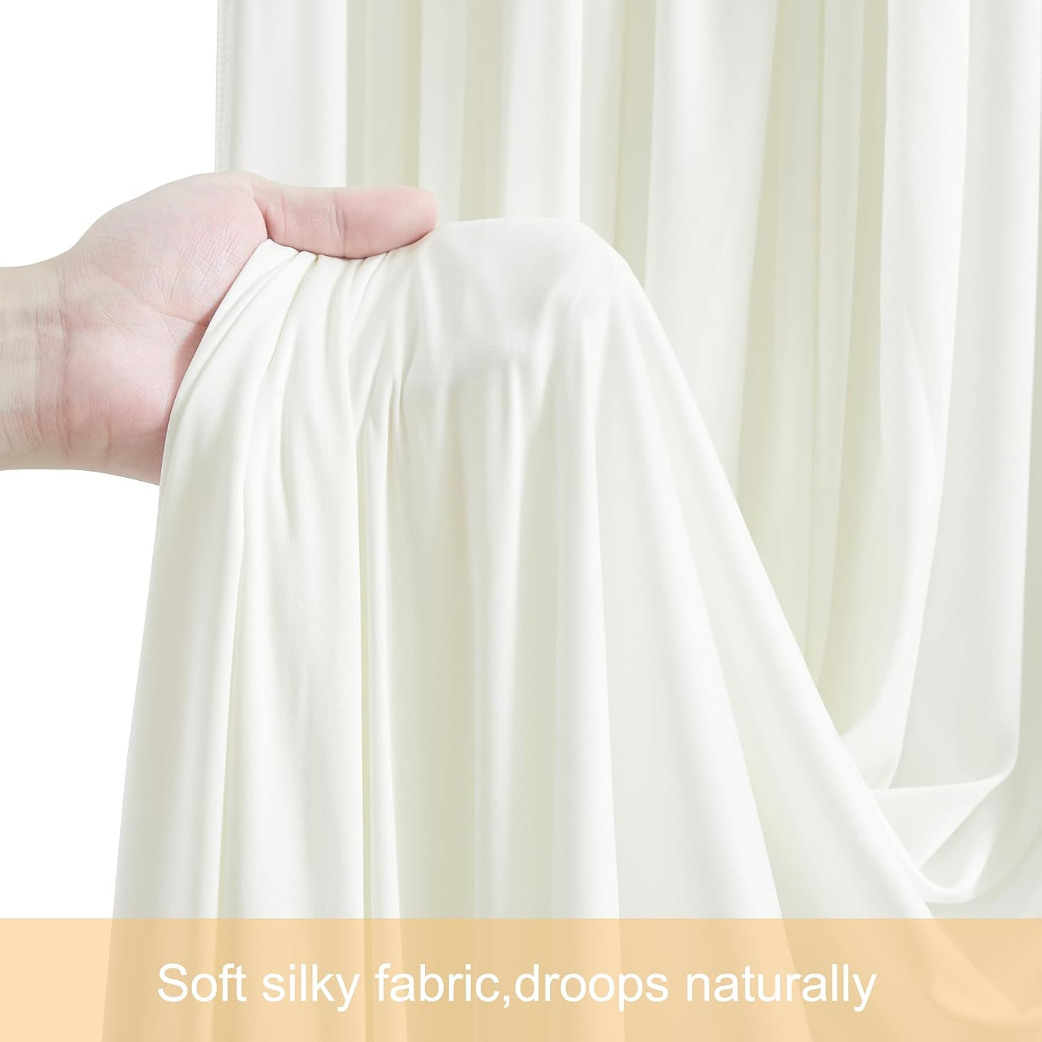 Thumbnail 6 de 6 Panels Ivory Backdrop Curtains for Wedding Party: 30ft Width, Wrinkle-Free Photo Backdrops