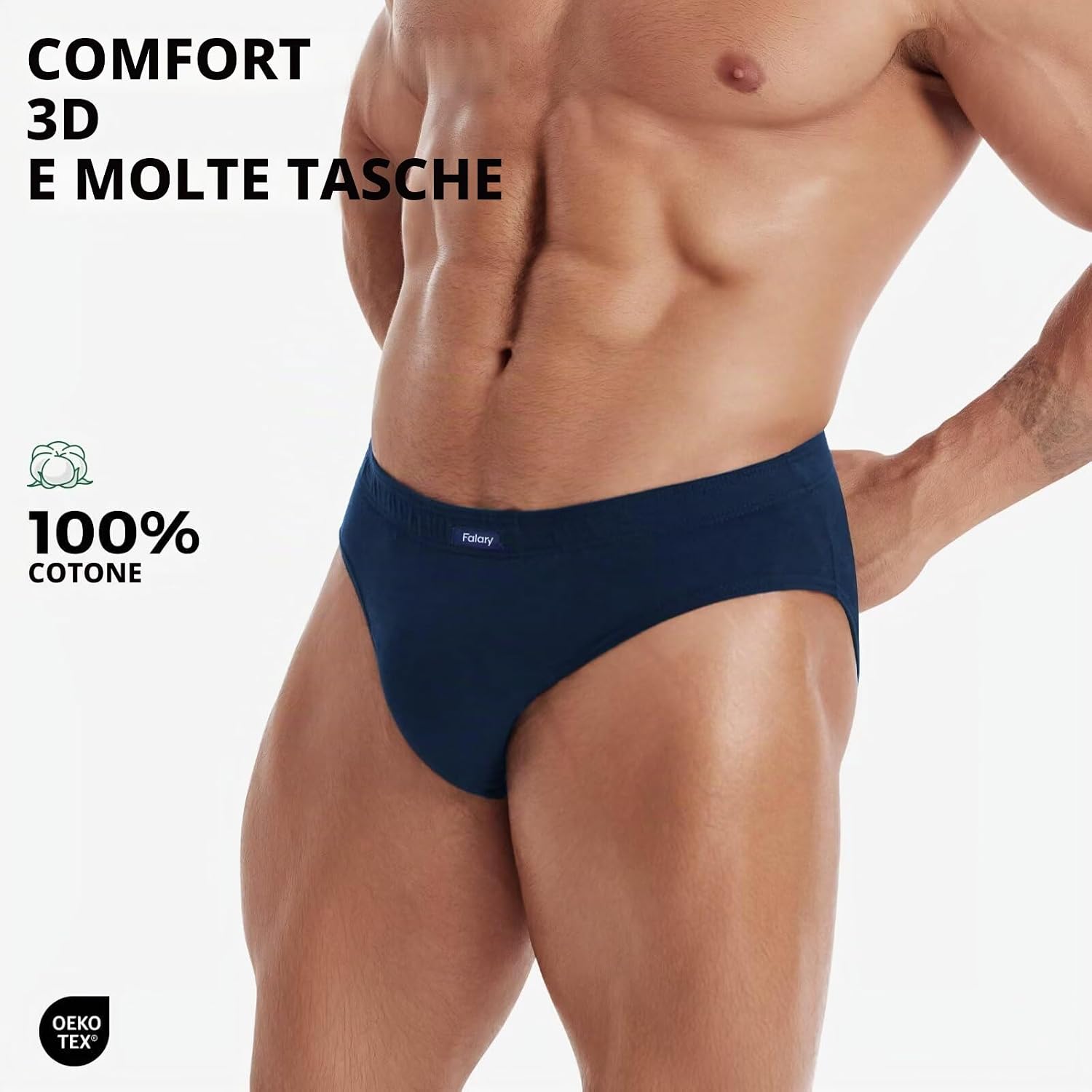 Detalle de FALARY Slip Uomo in pacco (6/12) in cotone 100%: comfort morbido e supporto