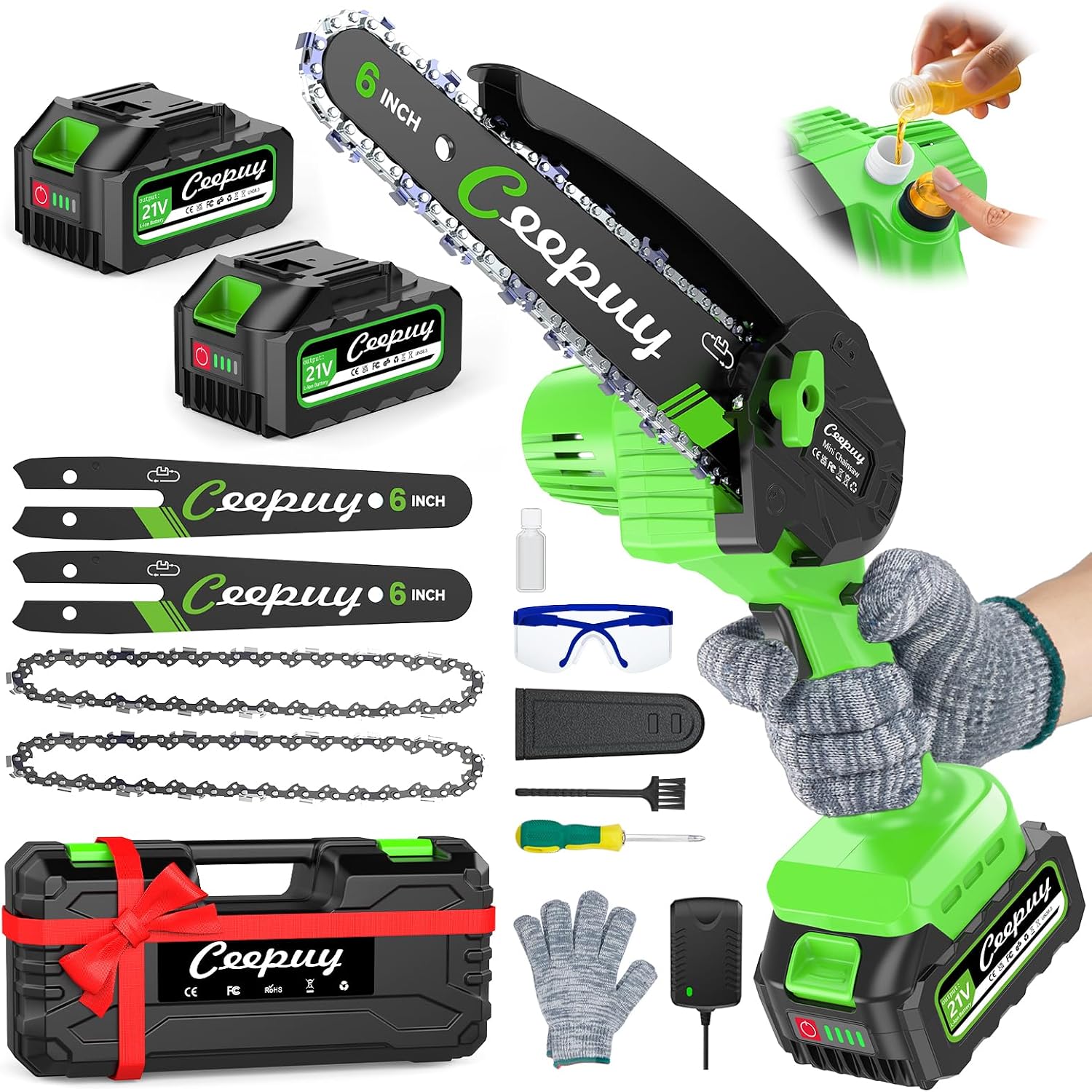 Thumbnail 6 de CEEPUY Mini Motosega a Batteria per Potatura 6'' con 8000 mAh: compagna leggera e versatile per il giardino
