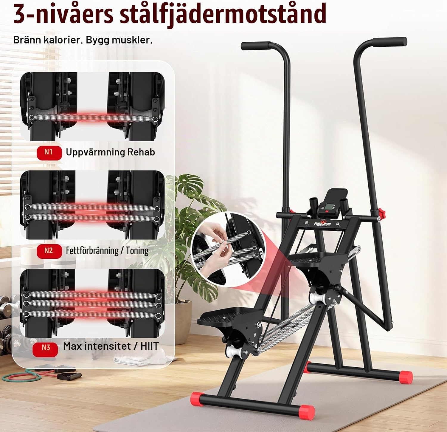 Detalle de RELIFE REBUILD YOUR LIFE JL-CT03 trappmaskin med justerbart motstånd