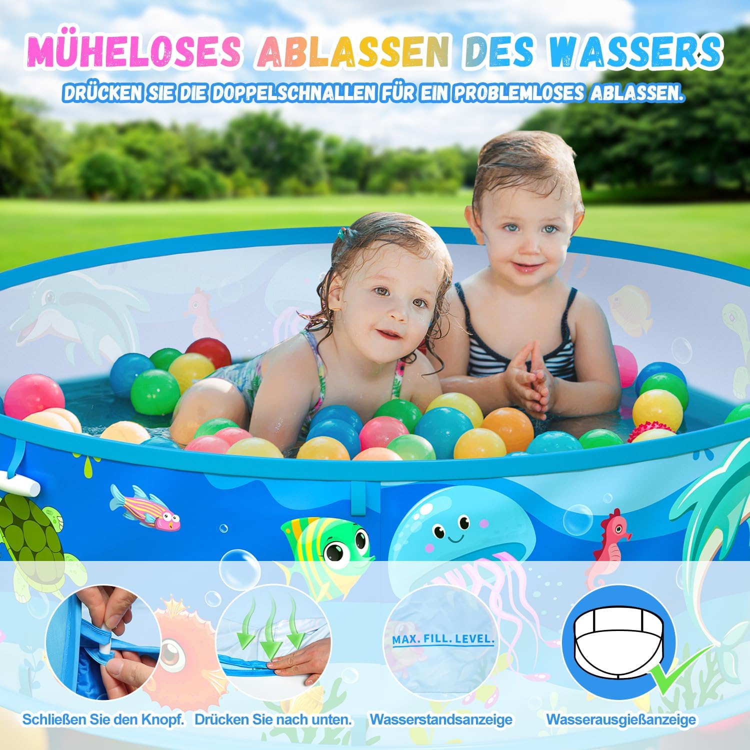 Thumbnail 2 de Baby Planschbecken mit Dach – 4-in-1 Pop-Up Strandmuschel für sicheren Wasserspaß und Sonnenschutz