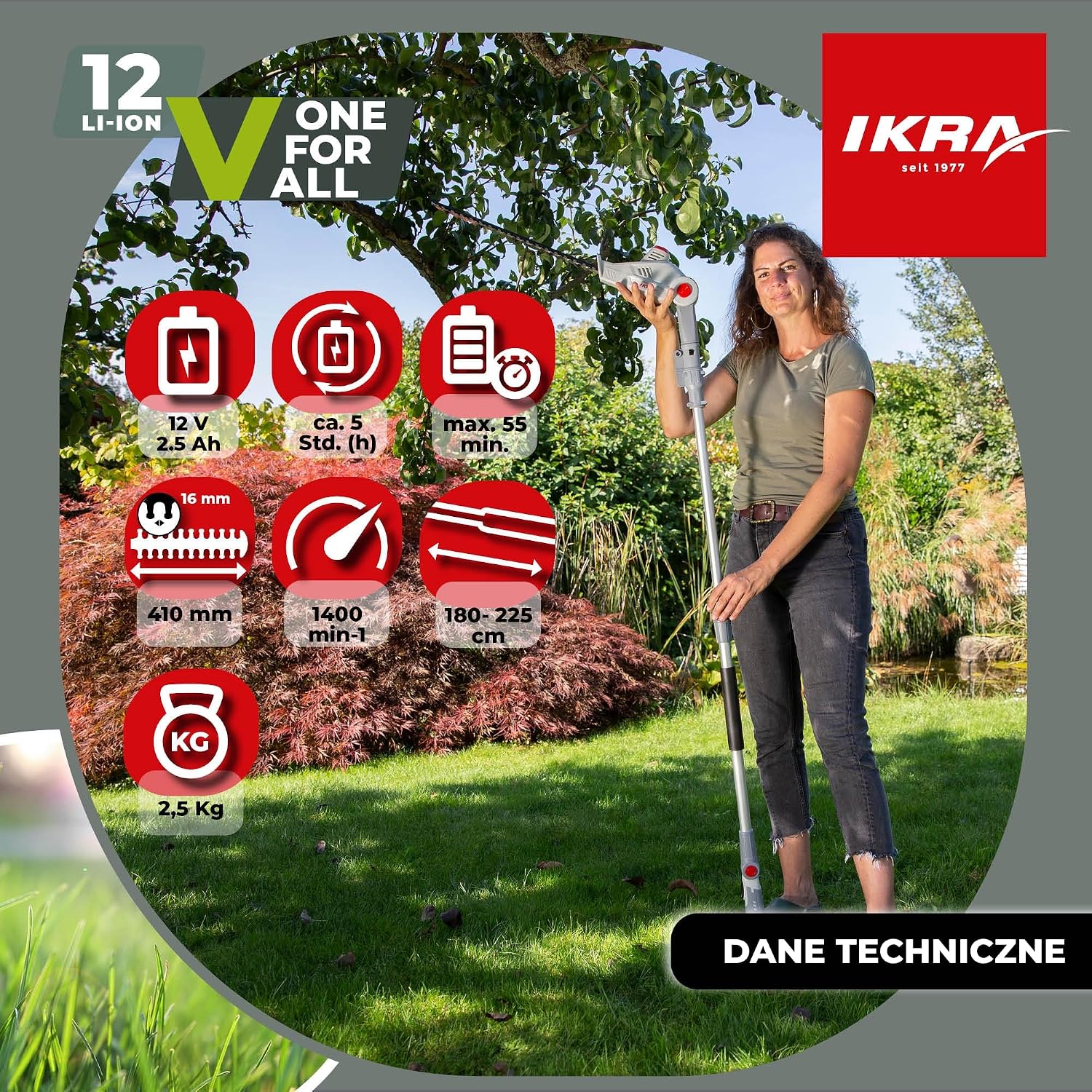 Thumbnail 4 de IKRA IATHS 1241 – akumulatorowe nożyce teleskopowe do żywopłotu 41 cm