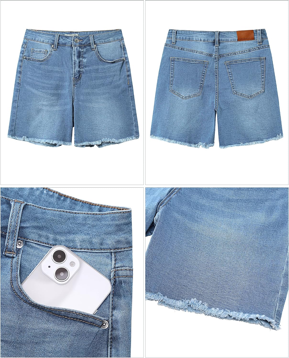 Detalle 2 de luvamia FleXclusive Jean Shorts for Women: High-Waisted, Stretchy Denim Cutoffs