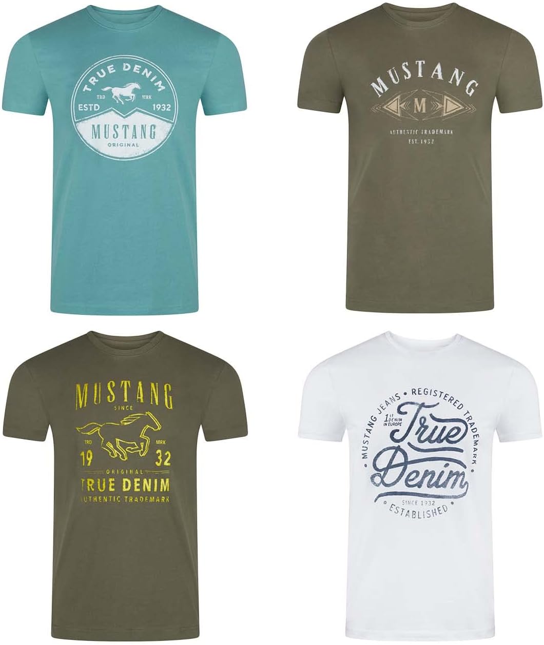 Detalle de MUSTANG Tshirt Herren Baumwolle Regular Fit 4er Pack