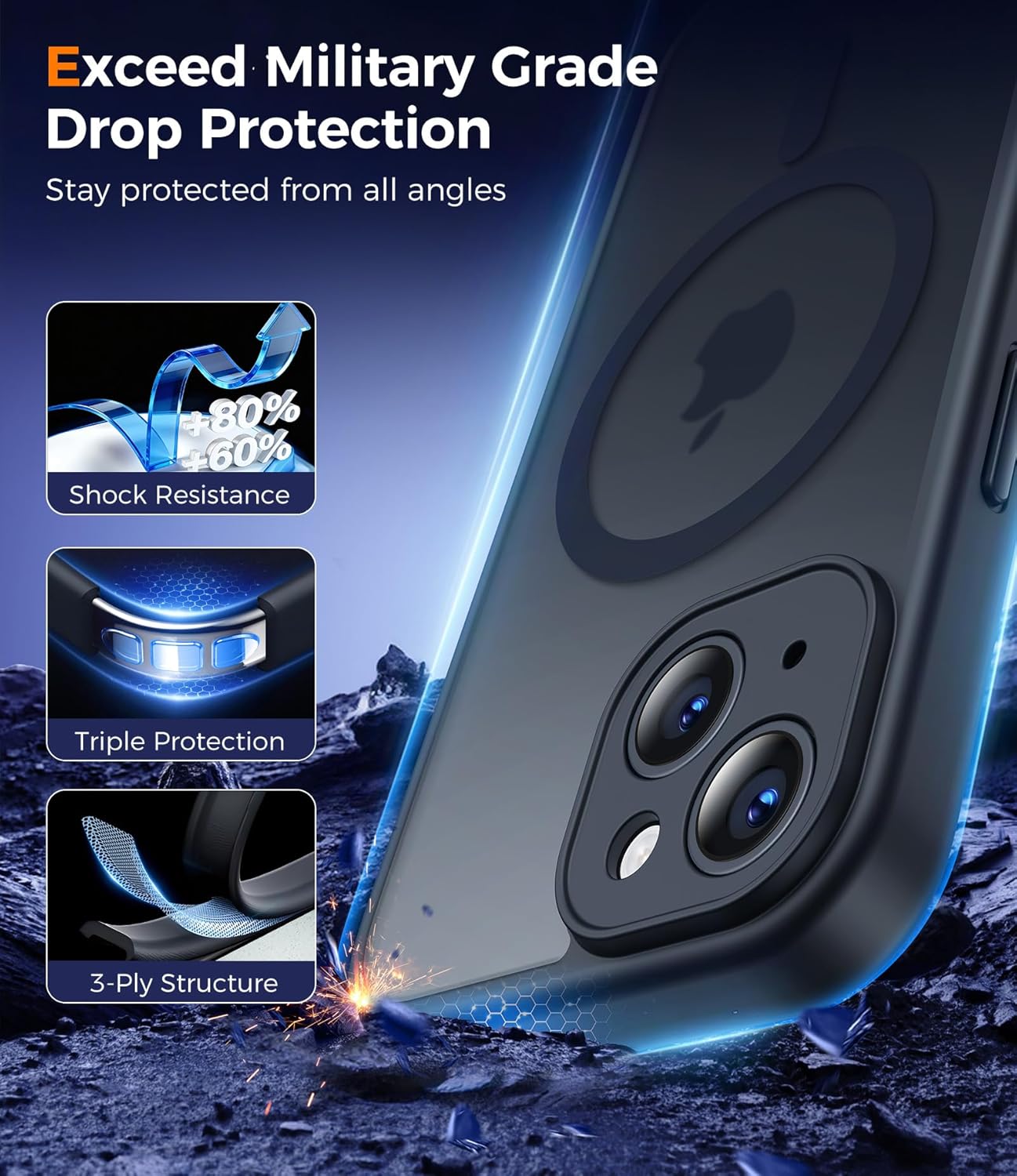 Detalle de Qasyfanc Magnetic Case for iPhone 15 with 2 Tempered Glass Screen Protectors – MagSafe Compatible